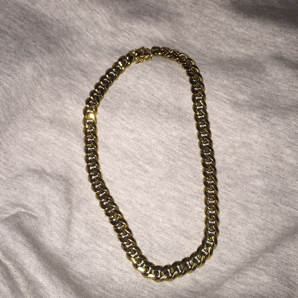 14k Yellow Solid Gold Cuban Link Chain 4mm